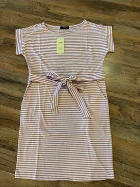 UVN Striped Pink and White Dress - Size M